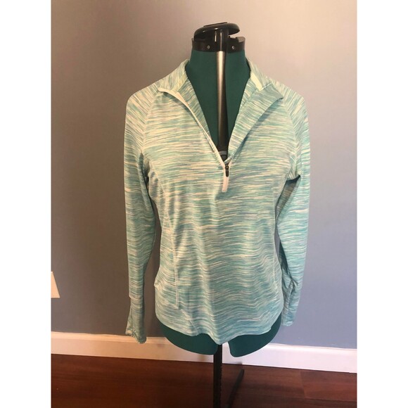 Peter Millar Blue & White Wicking Quarter Zip Pullover, Size M - Picture 2 of 5
